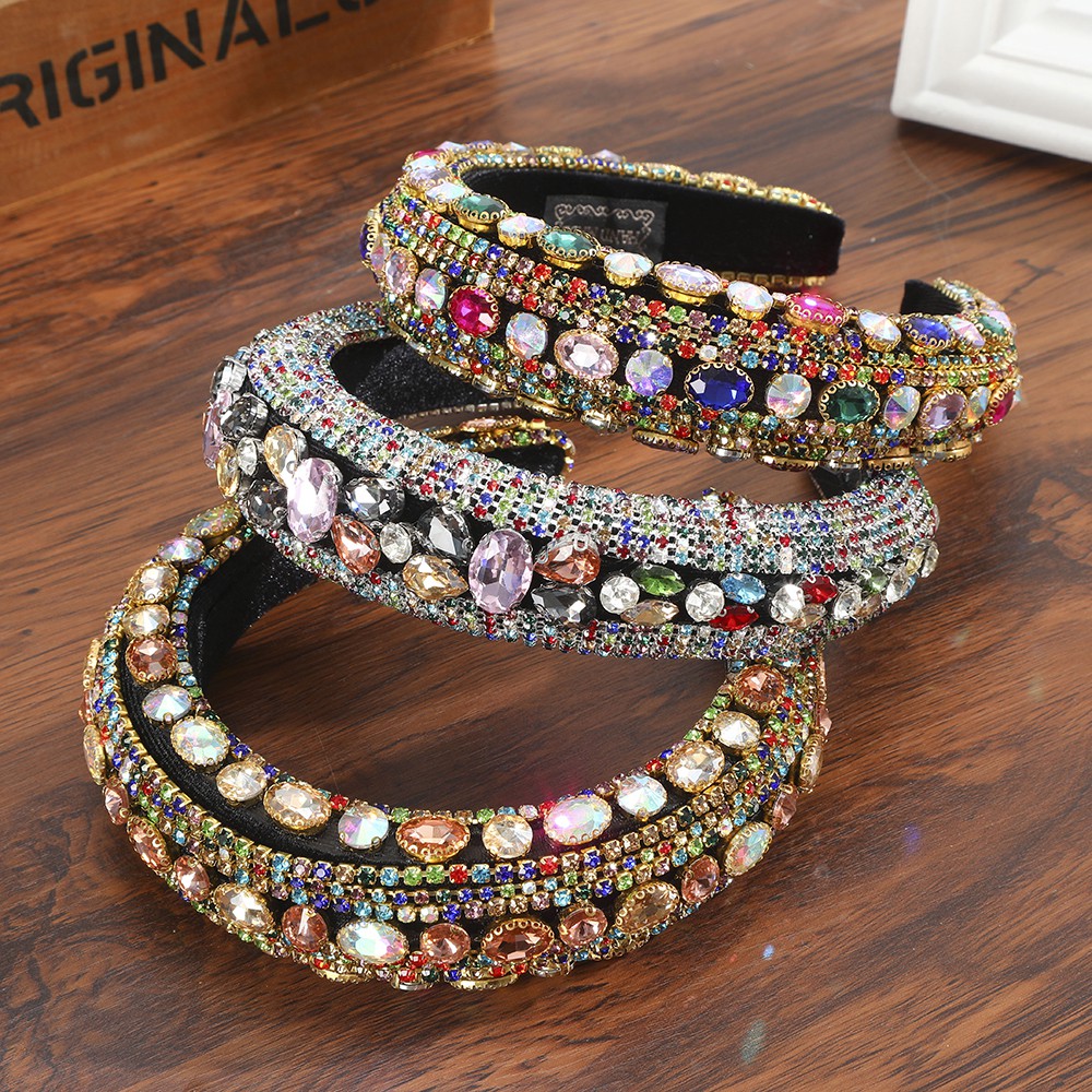 Băng Đô Cài Tóc Đính Đá Lấp Lánh Phong Cách Retro