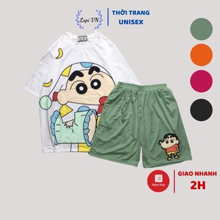 Set Đồ Bộ Cu Shin cartoon 3D Cute -Lapi VN Áo+ Quần Đùi Vải Thun Cotton Thoáng Mát, Freesize, Tay Lỡ, Phom Rộng