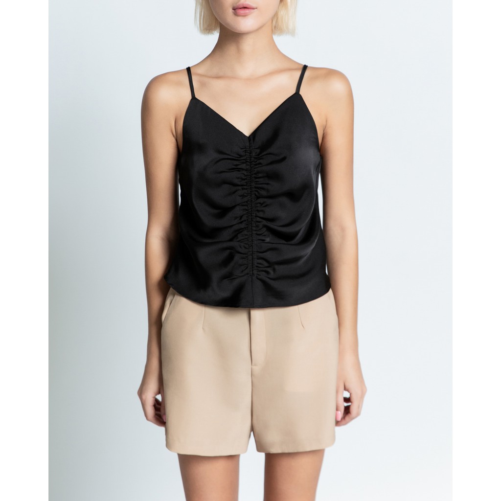 Áo lụa 2 dây cổ V nhún tinh tế J-P Fashion 10506619 CT6
