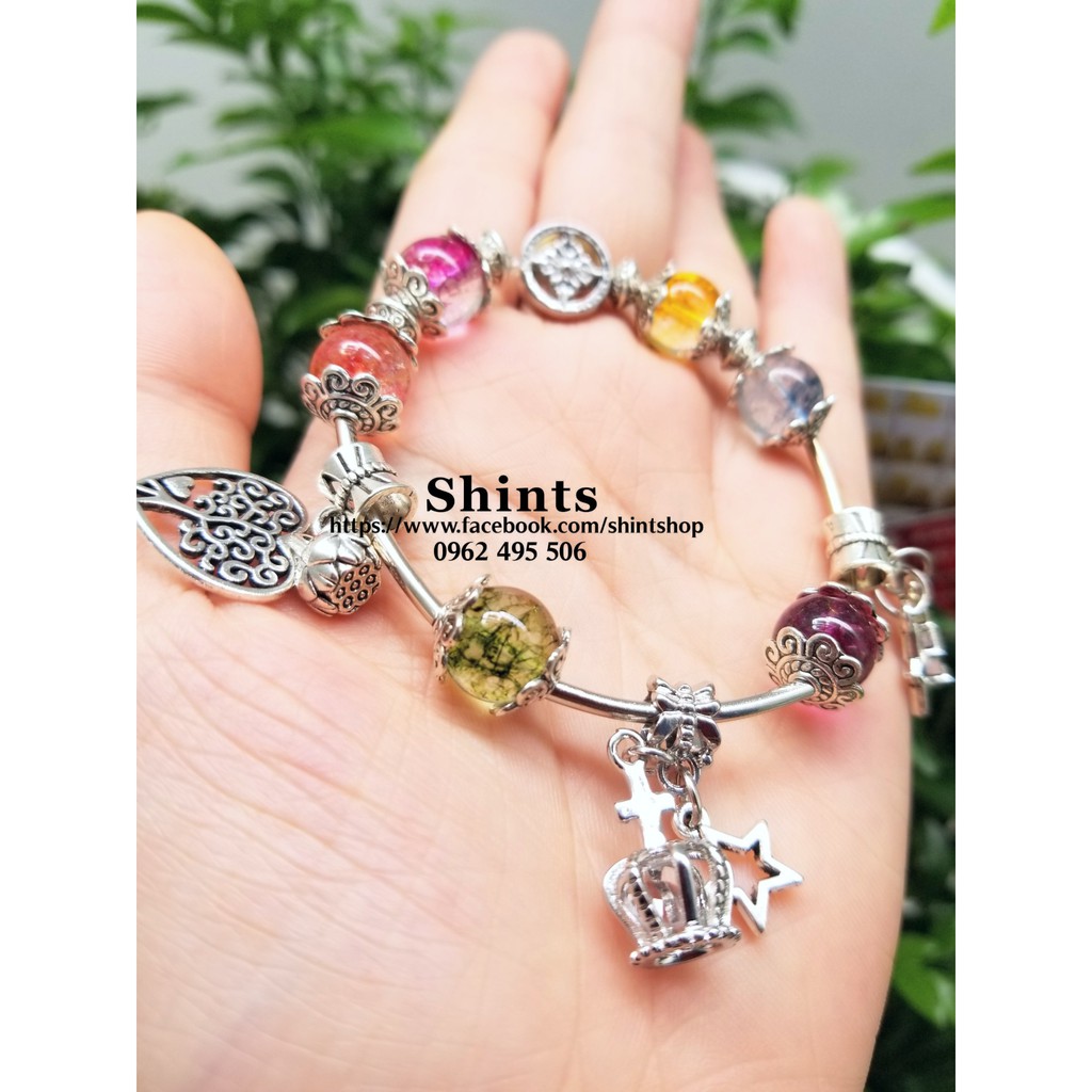 Vòng tay ưu linh ngũ sắc mix charm hợp kim - 300k