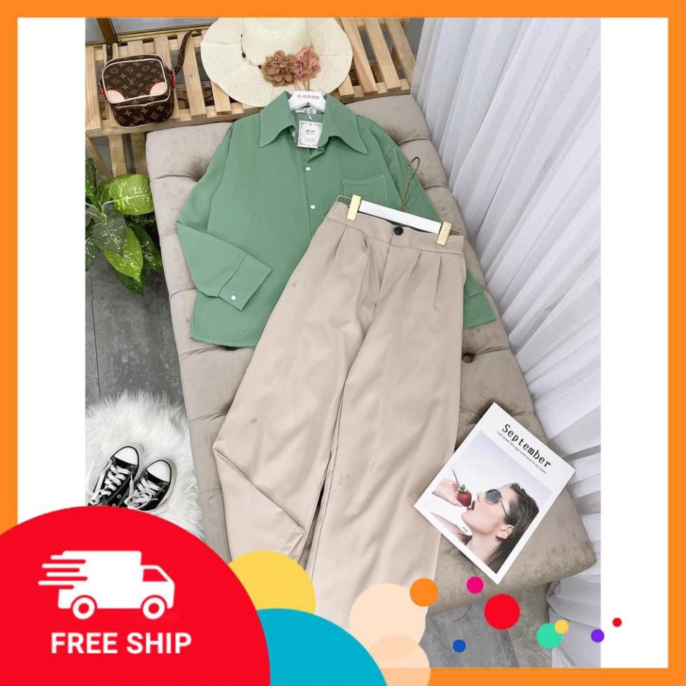 [ 𝐅𝐑𝐄𝐄 𝐒𝐇𝐈𝐏 ] SET SƠ MI XANH BASIC QUẦN SUÔNG HOTTREND MYAN STORE
