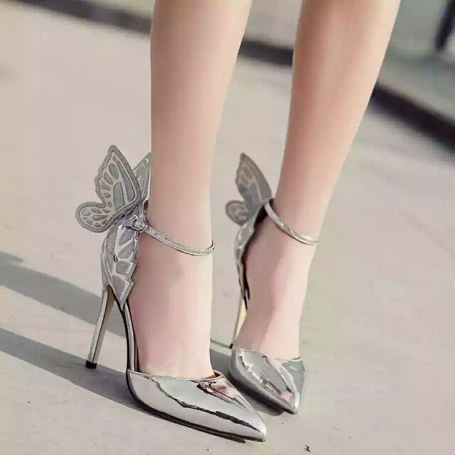 Giày cao gót cánh bướm ánh kim 11 cm, hàng cao cấp