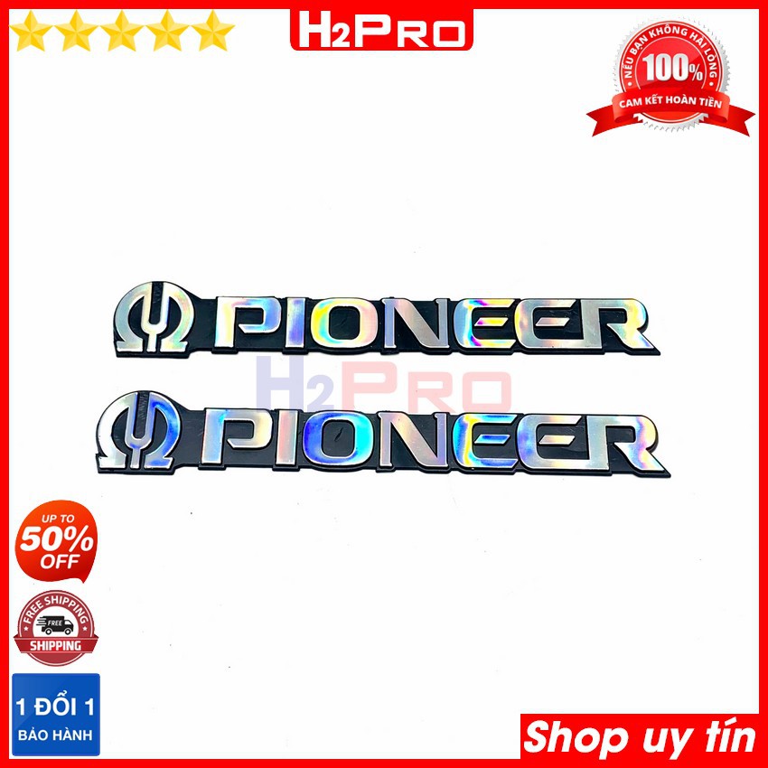 Đôi tem loa Pioneer H2Pro chất liệu nhựa loại to kích thước 155x25mm (2 chiếc), tem dán thùng loa Pioneer cao cấp