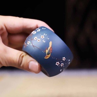 Chén trà tử sa vẽ tay  miệng nhỏ