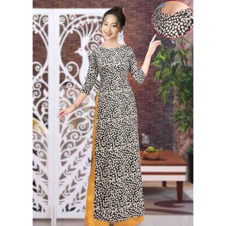 giá xưởng- áo dài truyền thống hoa cúc xanh ( áo kg kèm quần)