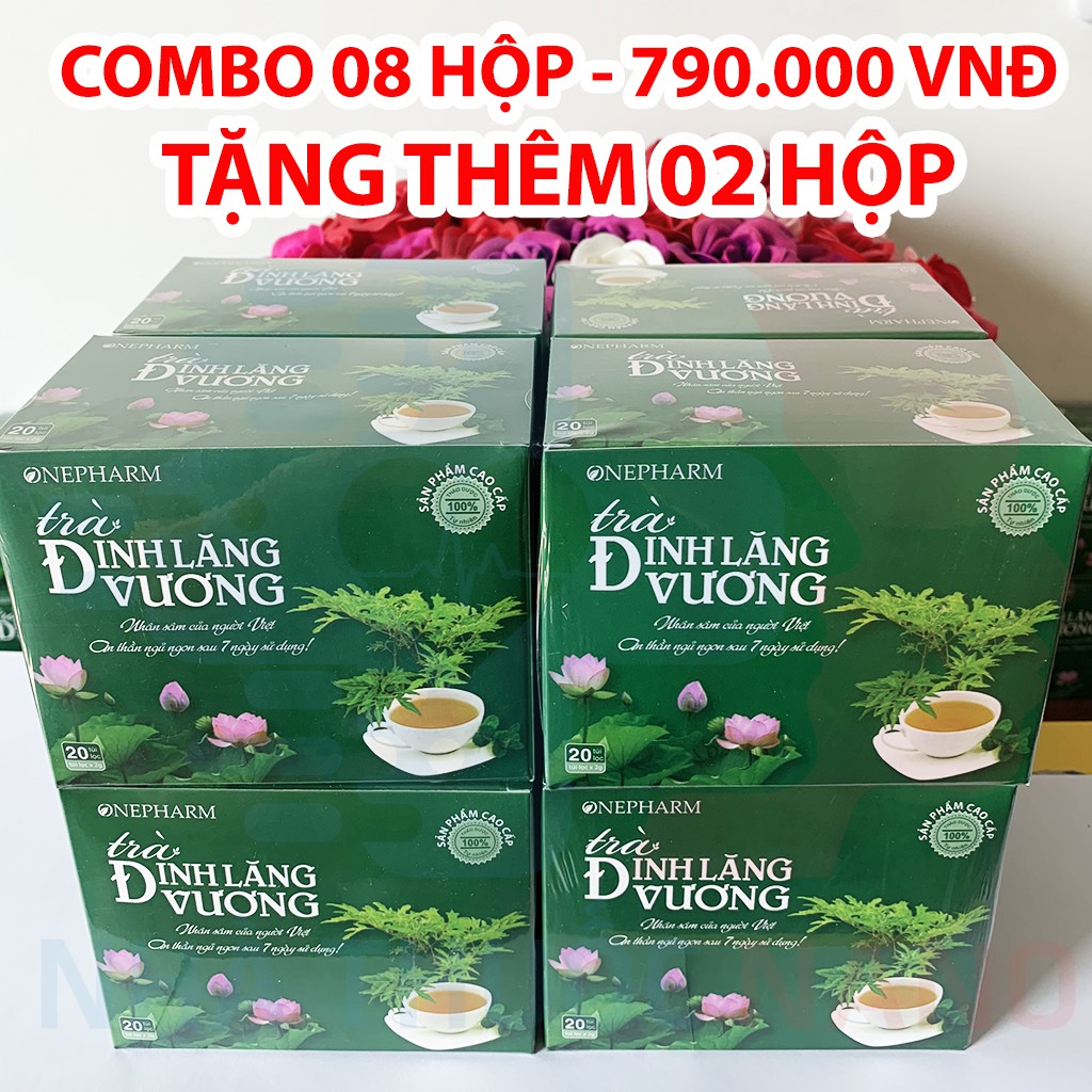 Combo 8 Trà túi lọc Đinh Lăng Vương từ Đinh Lăng, Chè Vằng, Lạc Tiên, Lá Sen, Tâm Sen giúp hỗ trợ giấc ngủ