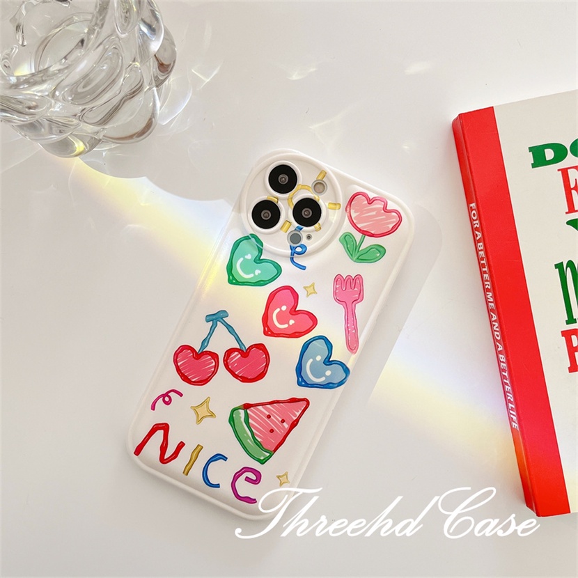 Ốp Điện Thoại TPU Mềm Đệm Khí Chống Rơi In Hình Cherry Cho iPhone 14 13 12 11 Pro Max SE 2020 X Xr Xs Max 8 7 6 6s Plus