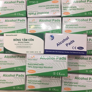 Hộp 100 bông tẩm cồn ALCOHOL SWABS sát khuẩn, sát trùng