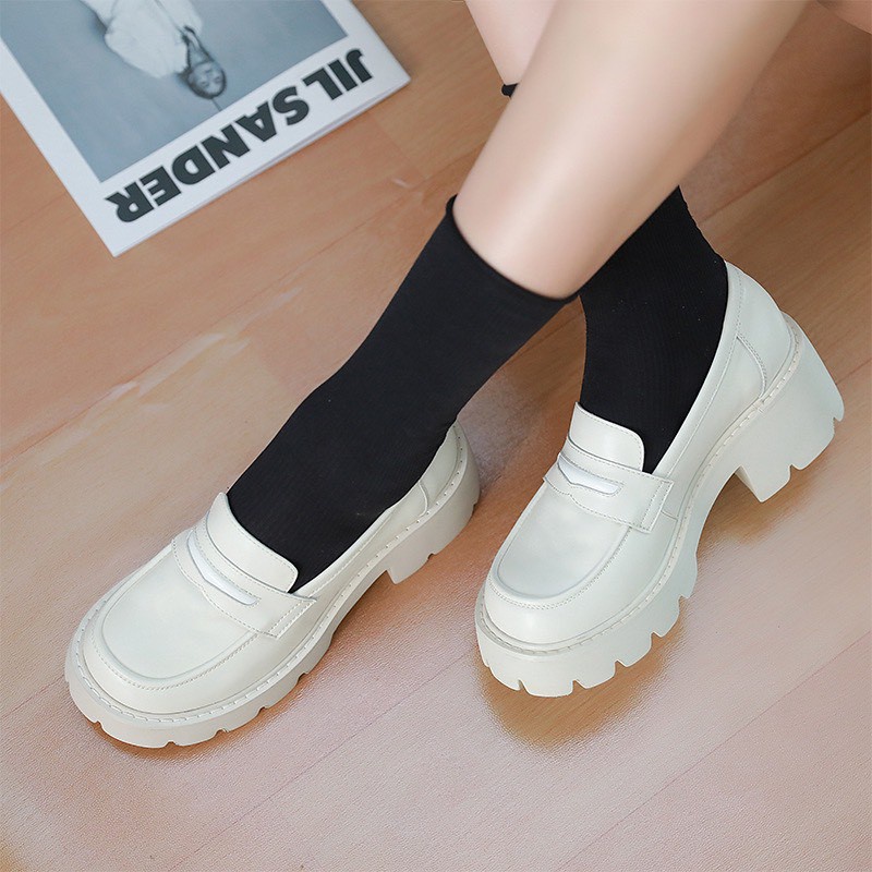 Platform Joshi loafers - Giày da bò nữ phong cách cá tính, dễ thương
