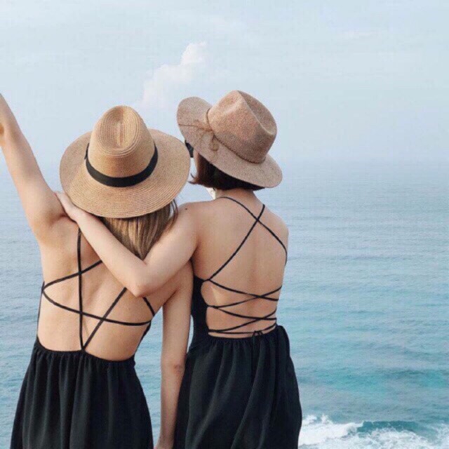 Mũ cói fedora đi biển nón cói du lịch