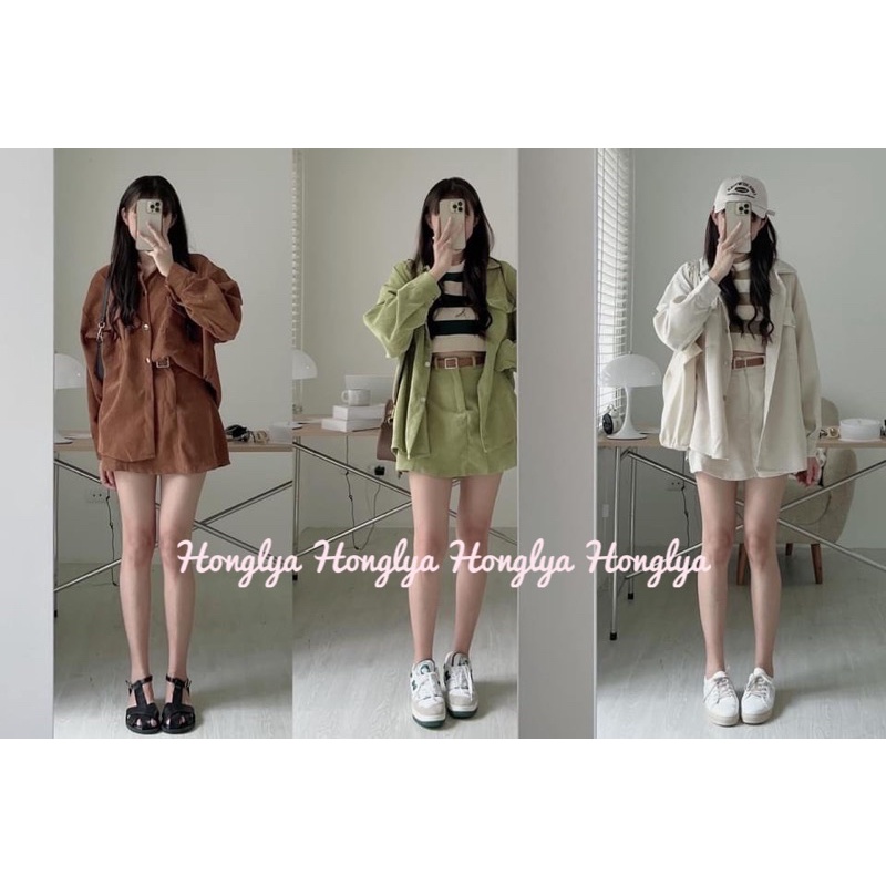 Set áo mix chânn váy nhung tăm form cực đỉnh dáng basic siêu đẹp