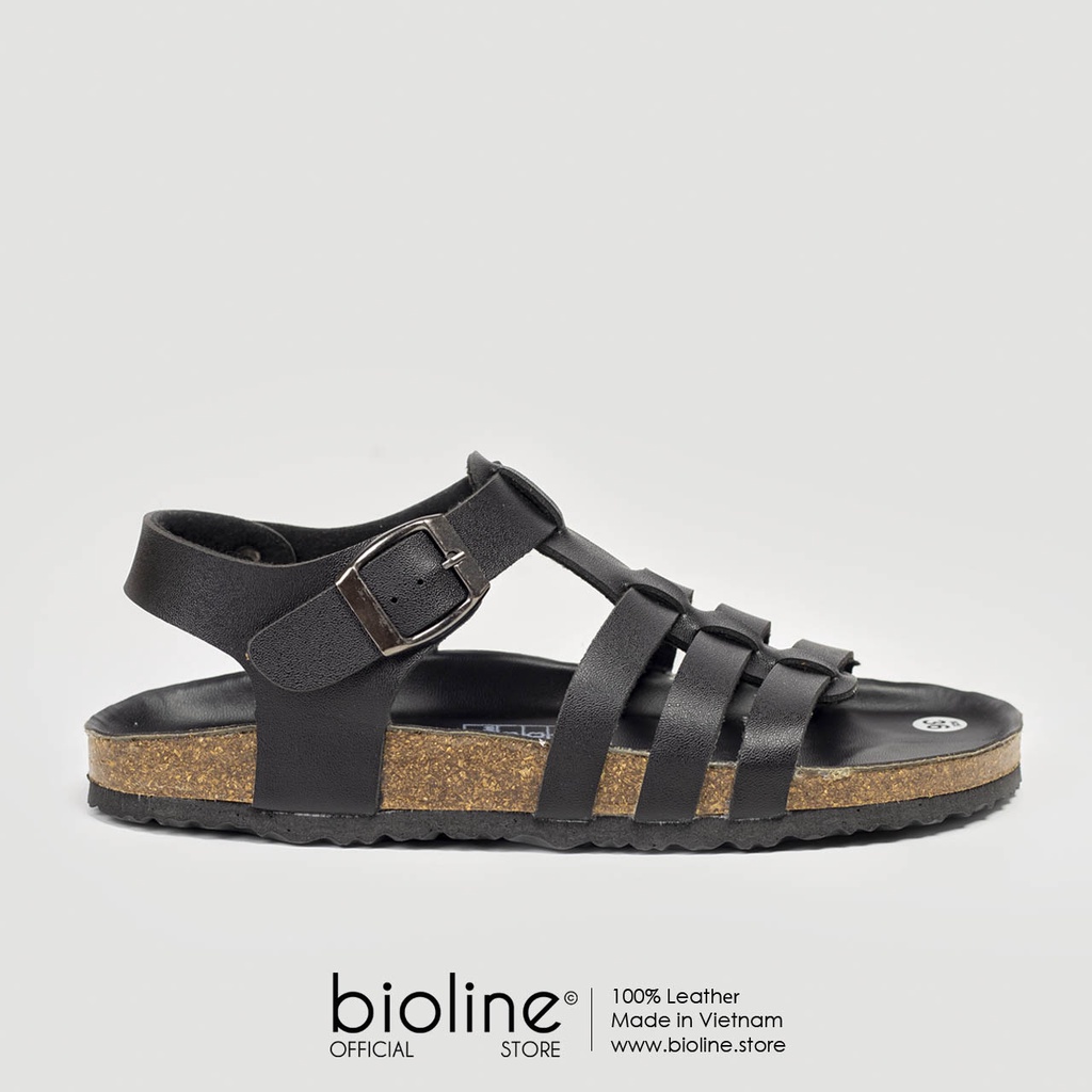 PU12-Dép sandal đế trấu BIRKEN Unisex, dép quai hậu xăng đan học sinh đi học chính hãng BIOLINE