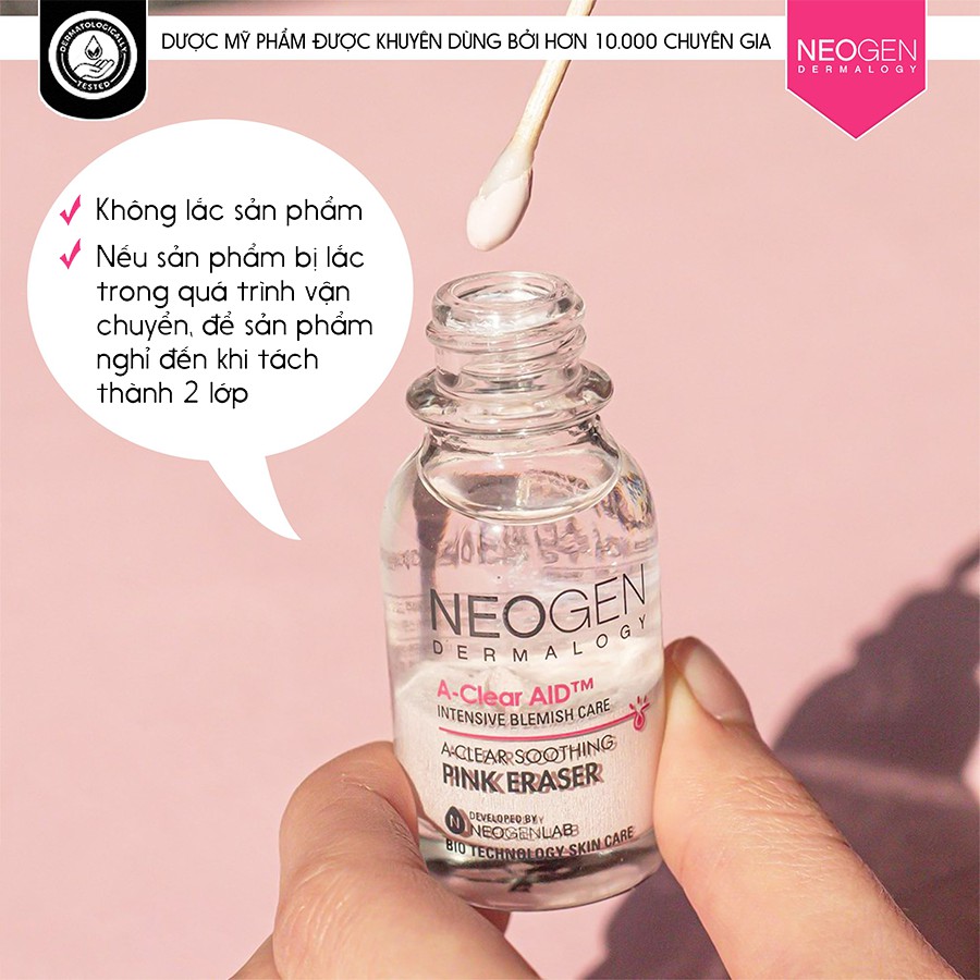 [TẶNG TĂM BÔNG]Chấm Mụn 2 Lớp Xẹp Mụn Sau 4H Neogen Dermalogy A-Clear Aid Soothing Pink Eraser 15ml