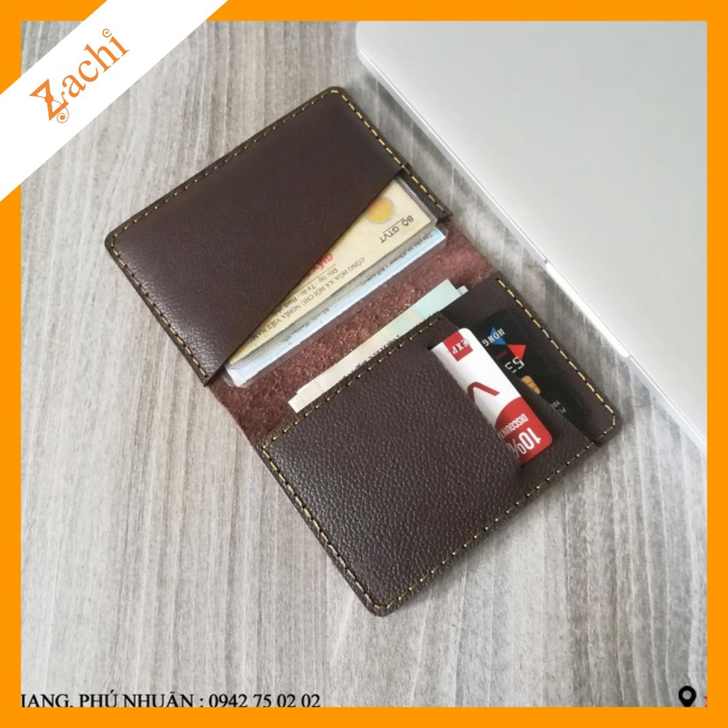 Bóp Da, Ví Nam Mini Da Bò Thật Cao Cấp Đựng Thẻ ATM, Giấy Tờ Xe Loại Cũ Nâu MN313