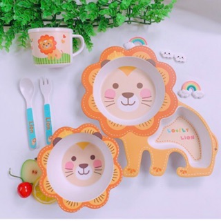 Bộ khay bát cốc sợi tre Bamboo 5 chi tiết hình thú