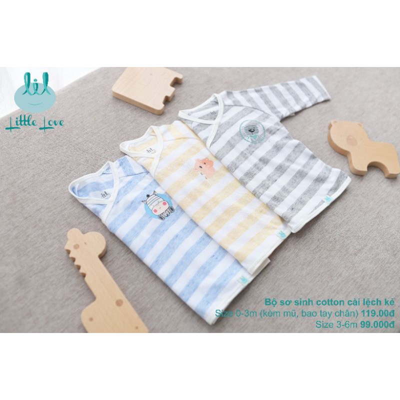 Lil little love - Bộ dài tay cài chéo tăm lụa cho bé 3-7kg