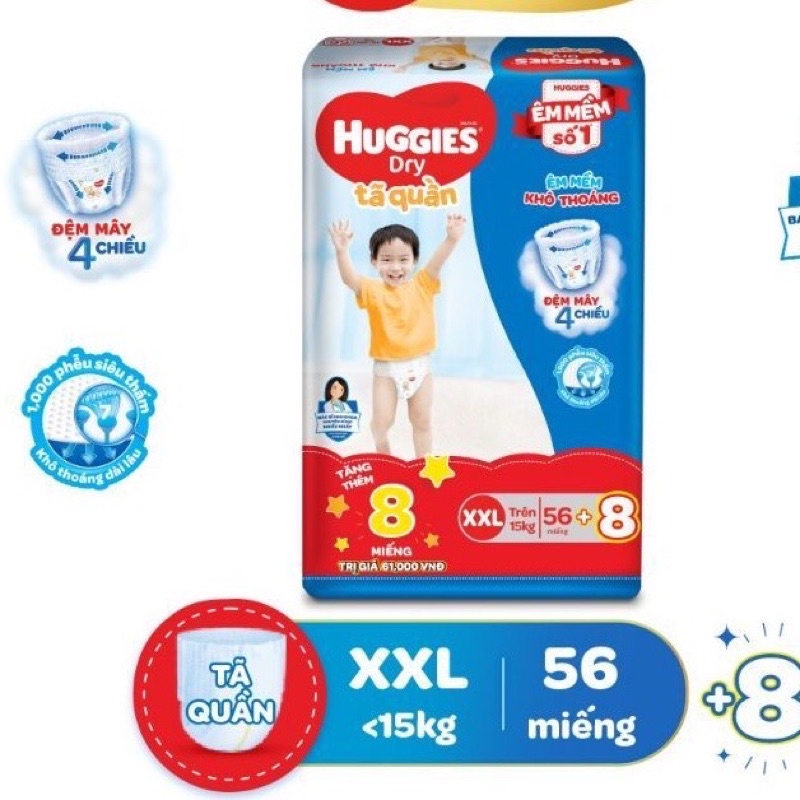 [TP.HCM] Tã bỉm quần Huggies XXL56, XXL56+6