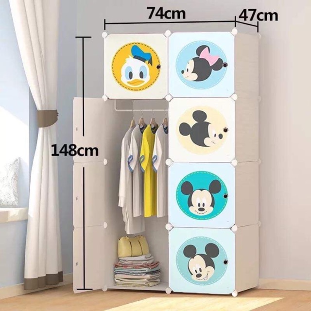 TỦ NHỰA QUẦN ÁO LẮP GHÉP 8 Ô SIZE SÂU 47cm. Tặng móc treo đồ. Đc chọn màu tuỳ thick.