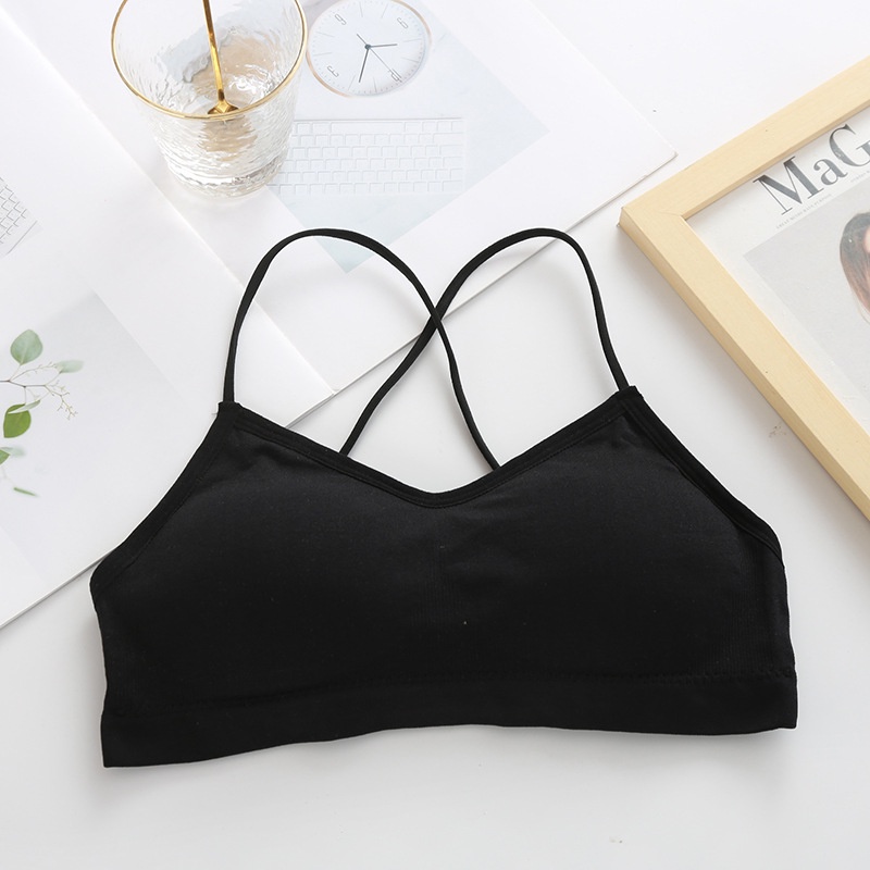 Áo bra nữ 2 dây đan chéo lưng đệm mút mỏng ôm ngực chất liệu cotton LANIXA B5507