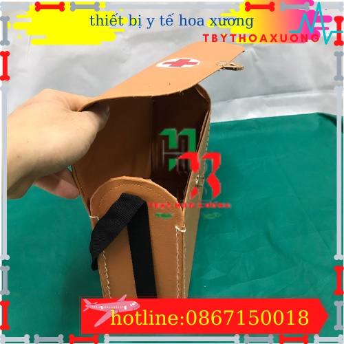[Hàng Việt Nam]Túi Cứu Thương Y Tế Chữ Thập Cỡ Trung 29X22X10 - Màu Da Bò