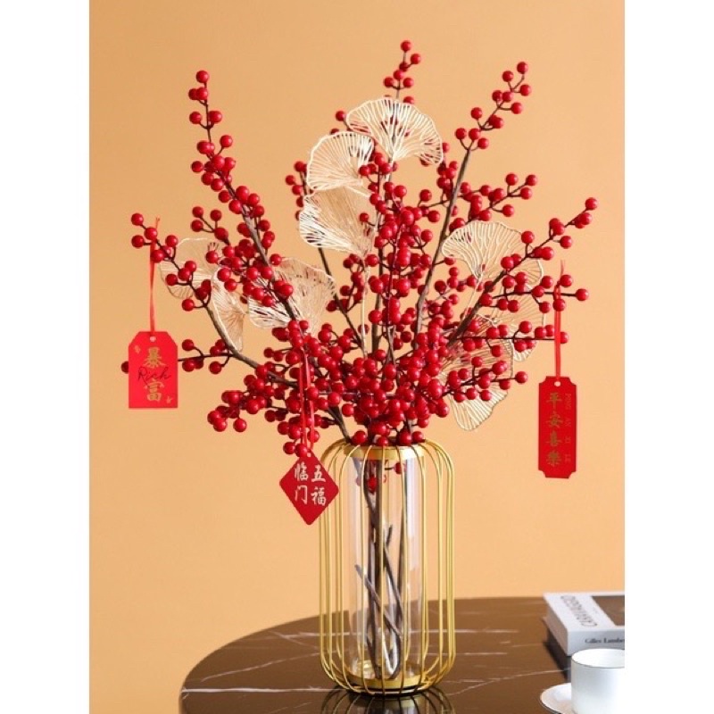 Cành đào đông quả to tròn (quả cherry) .