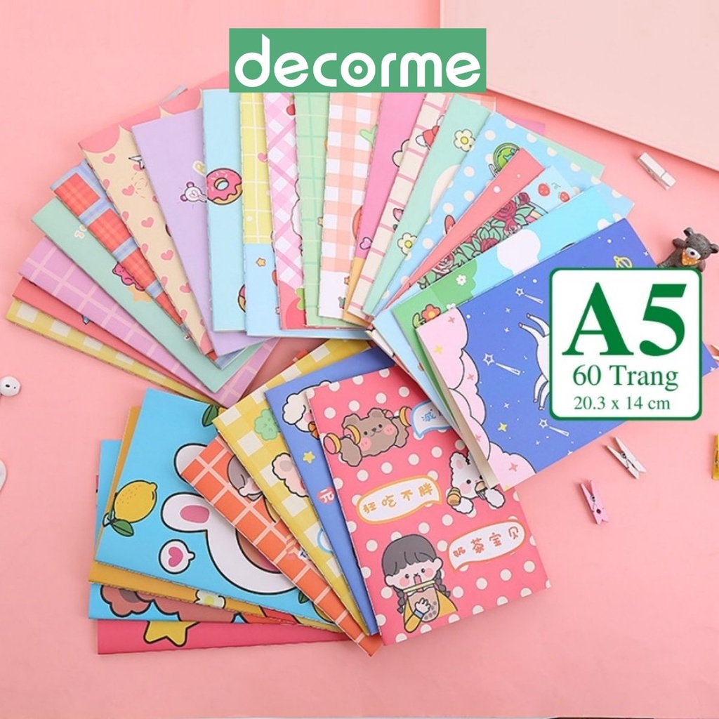 Sổ tay Mini Hoạt hình Cute A5 60 trang DecorMe Note book dễ thương dùng để ghi chép kế hoạch ghi nhơ SMN