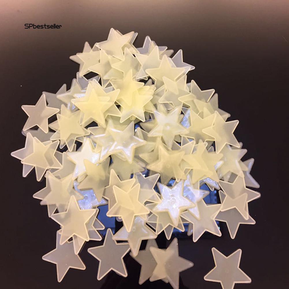 100 miếng dạ quang hình trăng sao trang trí phòng ngủ cho bé kích thước 2.6cm