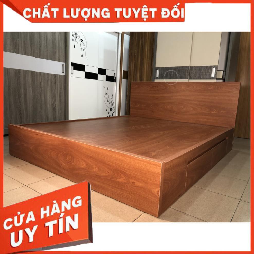 Giường Ngủ Gỗ Mdf Melamine Màu Xoan Đào