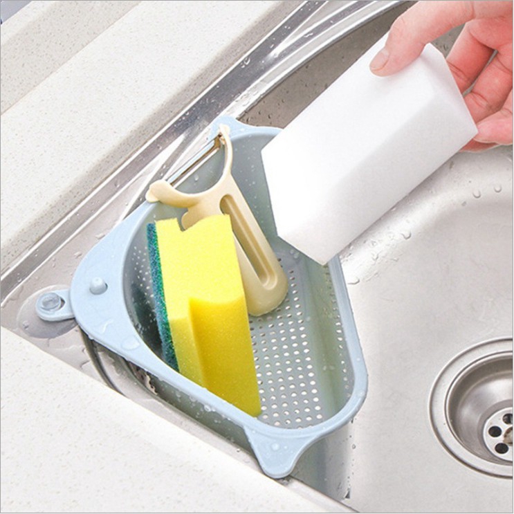 Giá Đỡ Đa Chức Năng Hình Tam Giác Có Giác Hút Để Ráo Nước Cho Nhà Bếp