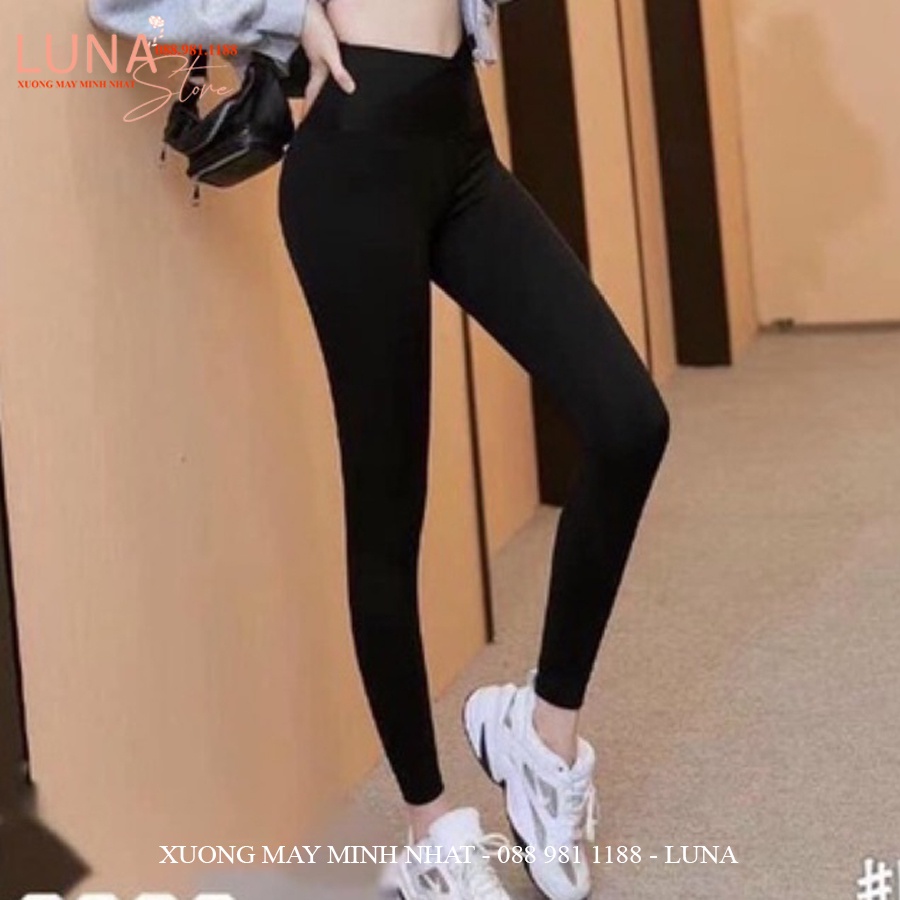 Quần legging nữ cạp cao viền kẻ trắng đen vạt chéo gen bụng nâng mông dáng quần tregging dài ôm body vải Umi co giãn gym