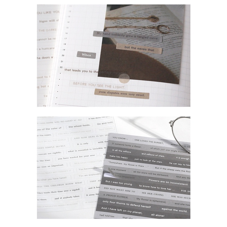 Set 3 tờ sticker dạng câu quote trang trí đa dụng