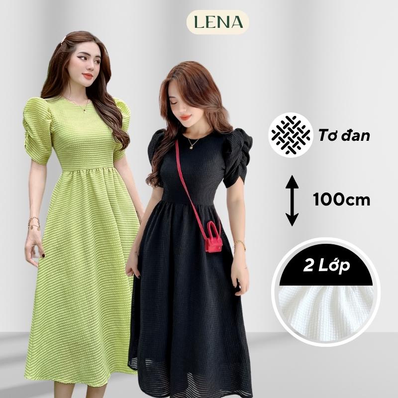 Đầm midi dáng dài dự tiệc LENA tay bồng công chúa tiểu thư - D2181