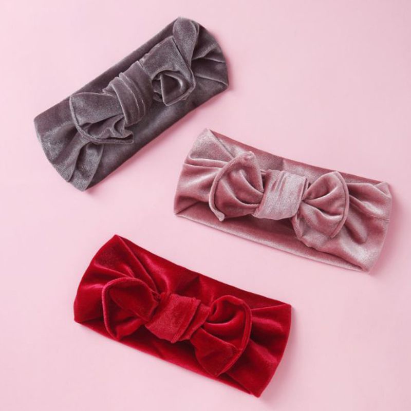 Băng Đô Nhung Bản Rộng Màu Sắc Tươi Sáng Co Giãn Thắt Nút Làm Phụ Kiện Chụp Ảnh Cho Bé Gái