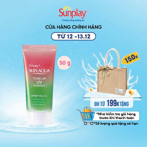 Tinh chất chống nắng nâng tông dành cho da khô/thường Sunplay Skin Aqua Tone Up UV Essence Happiness Aura (Rose)50g