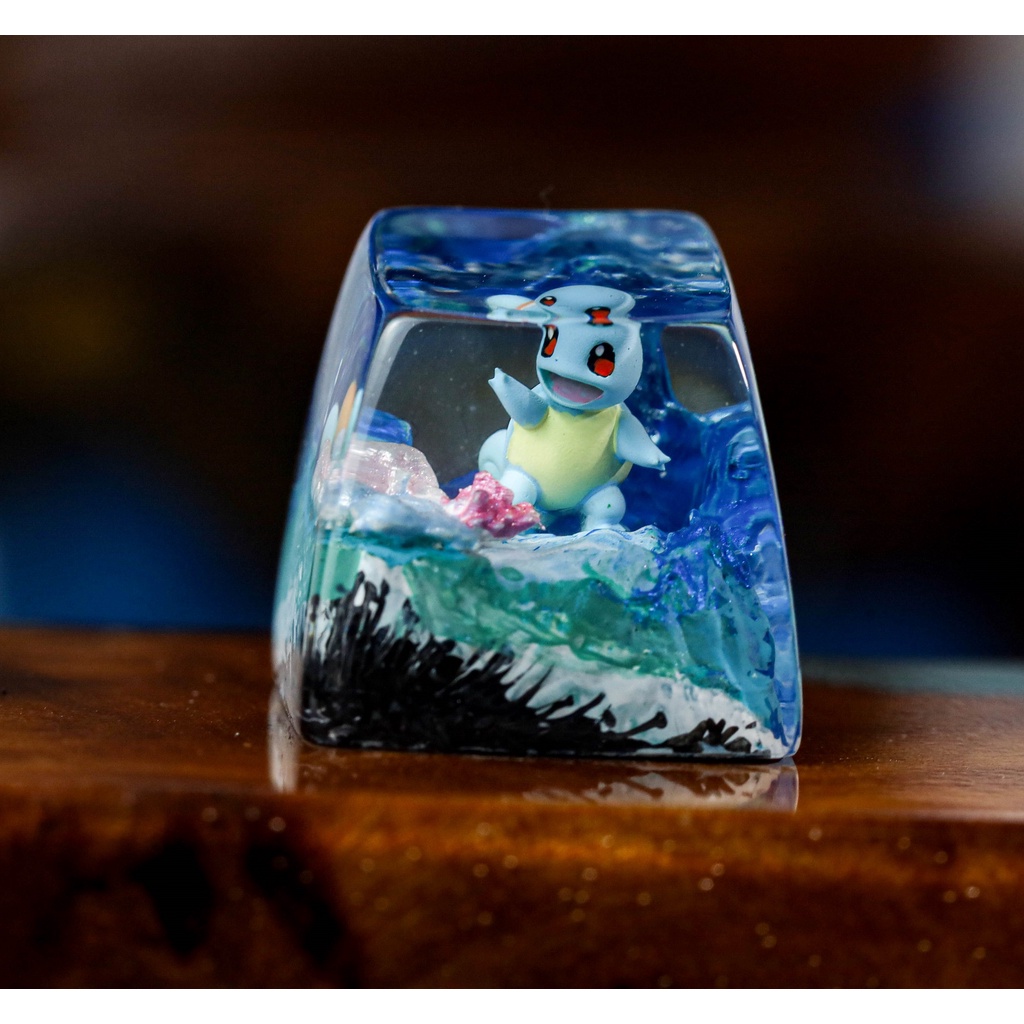 Keycap POKEMON Squirtle, keycap lẻ cho bàn phím cơ, keycap artisan, SA profile, phù hợp với mọi bàn phím cơ tiêu chuẩn