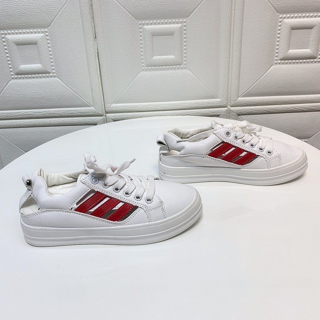 Giày thể thao nữ trắng sneaker trắng đế bánh mỳ hở gót 2X09