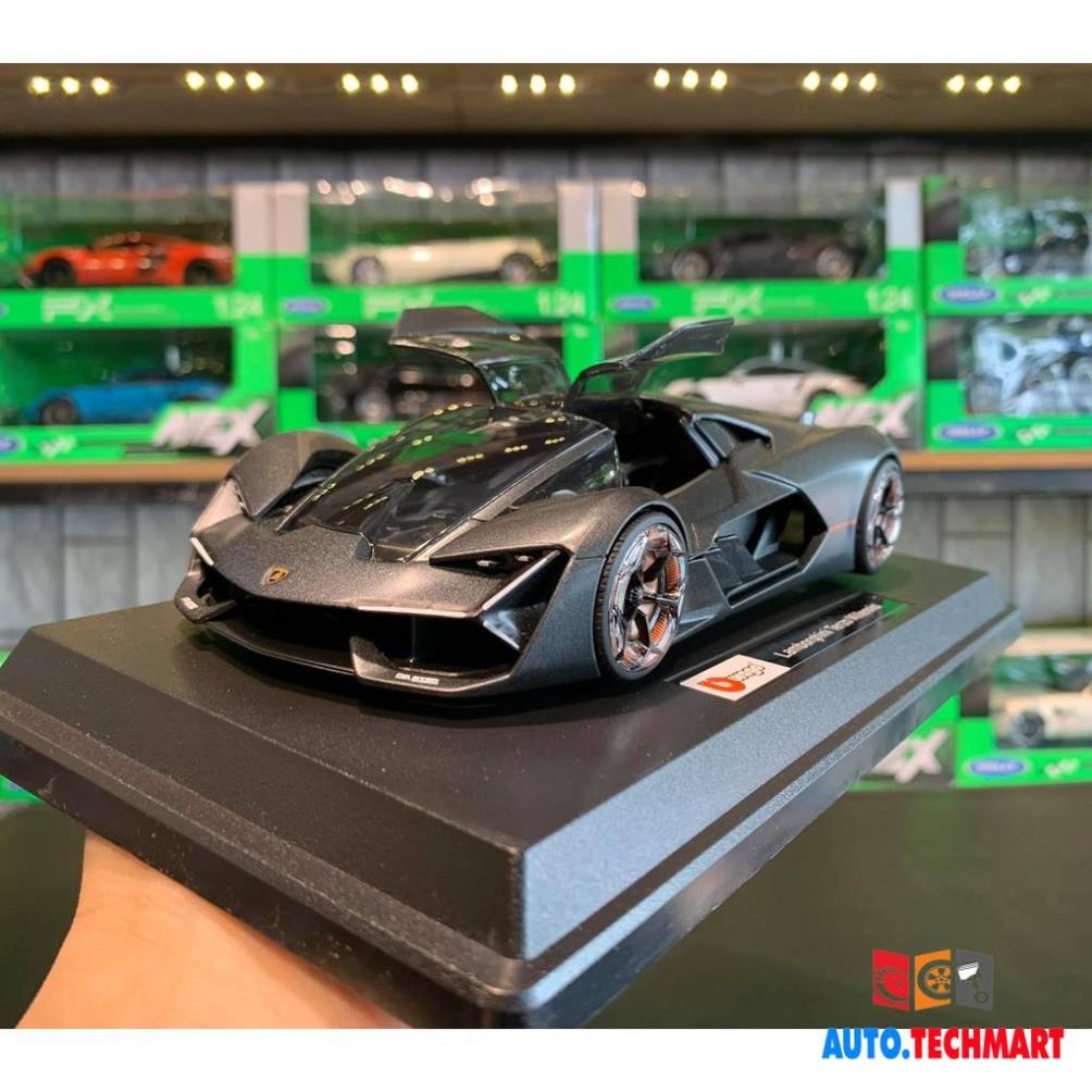 Mô hình ô tô siêu xe Lamborghini Terzo Millennio tỉ lệ 1:24 hãng Burago màu đen nhám