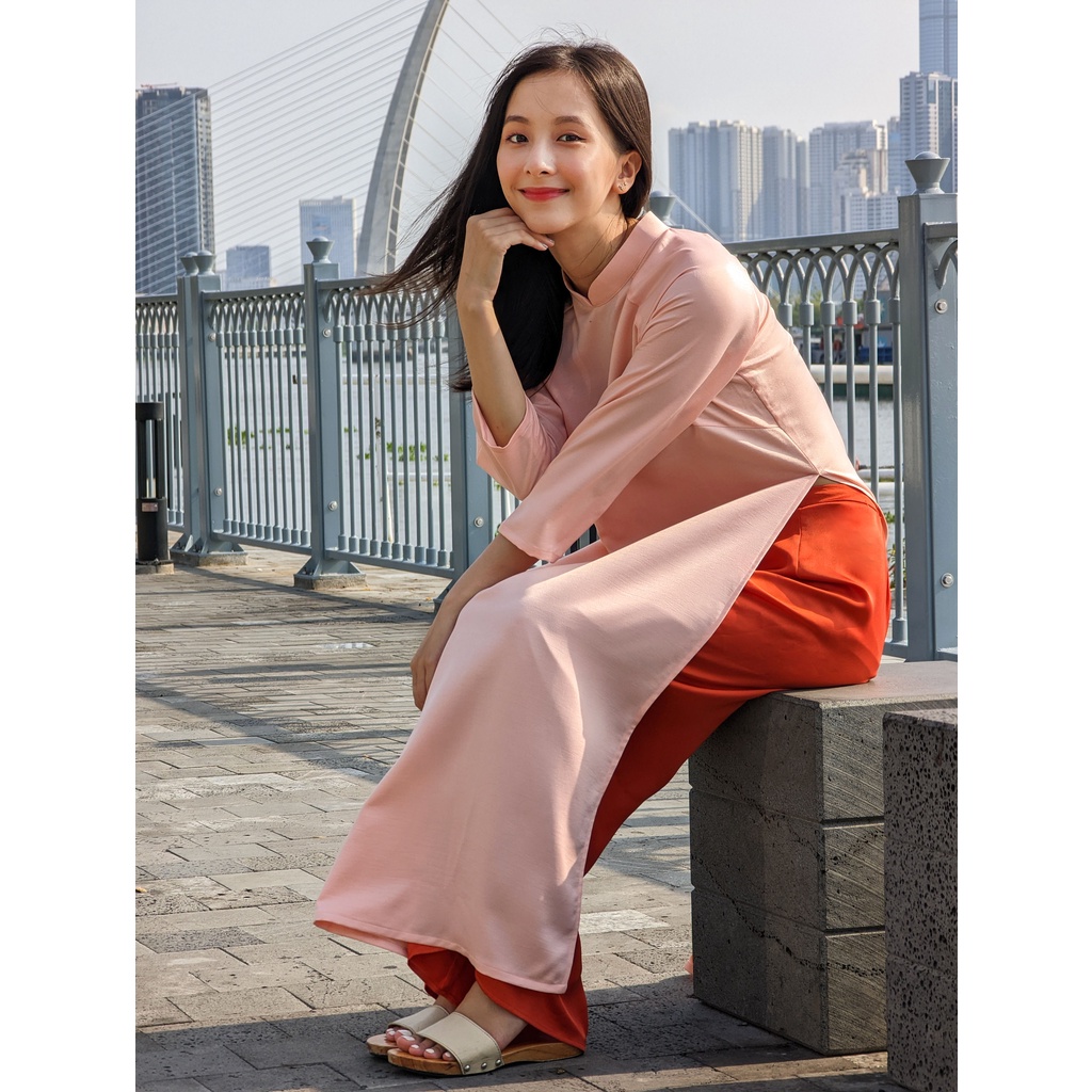 Set Áo dài Rosemary tây thi hồng đào