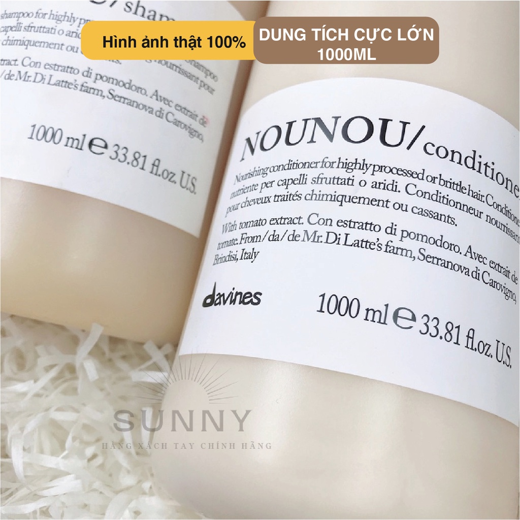 Dầu gội xả Davines Nounou 1000ml chính hãng, chăm sóc tóc, phục hồi tóc hư tổn