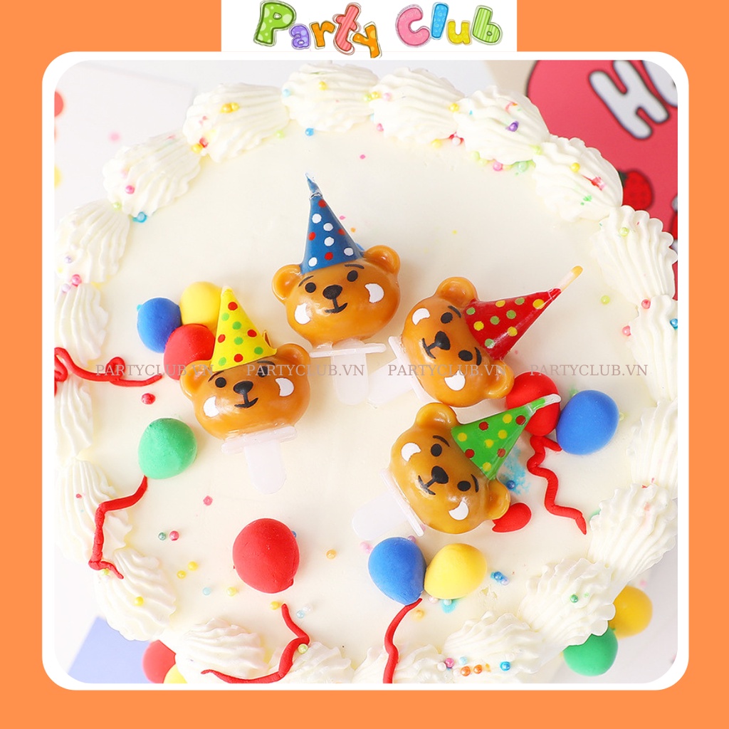 Nến sinh nhật trang trí bánh kem hình mặt gấu
