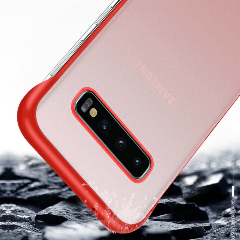 Ốp điện thoại nhựa trong suốt không viền bề mặt nhám có khuyên đeo tay cho Samsung Note 8 9 10 S9 S8 Plus