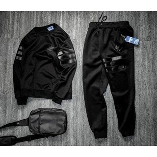 Bộ nỉ nam nữ logo Adidas from rộng nam nữ unisex chất liệu nỉ ngoại