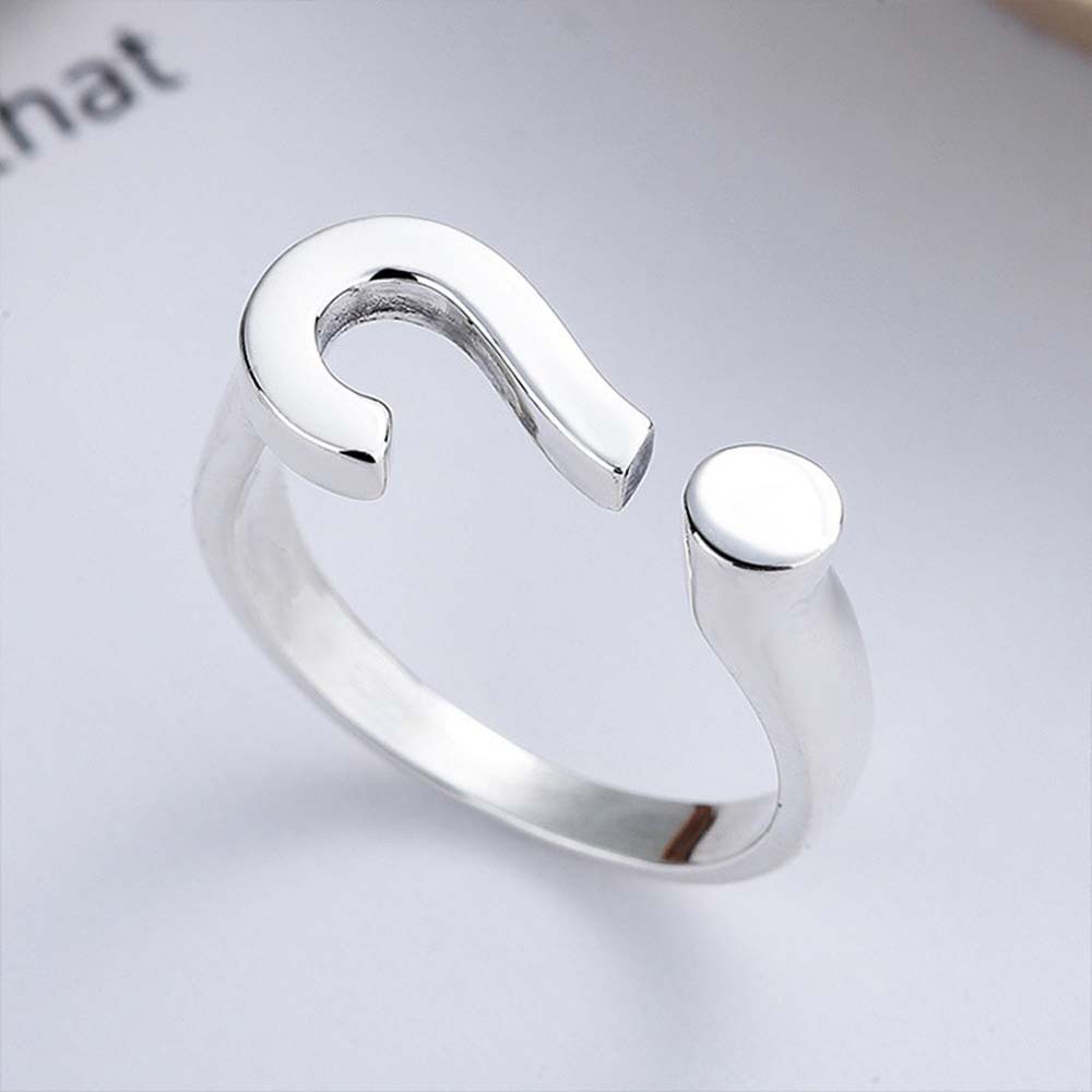 Nhẫn Kim Loại Hình Dấu Chấm Hỏi / Dấu Chấm Hỏi Nhiều Màu Sắc Phong Cách Hàn Quốc Đơn Giản Cho Nữ