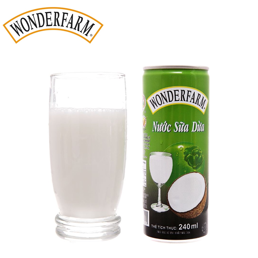 THÙNG 24 LON NƯỚC SỮA DỪA COCONUT JUICE WONDERFARM 240ML