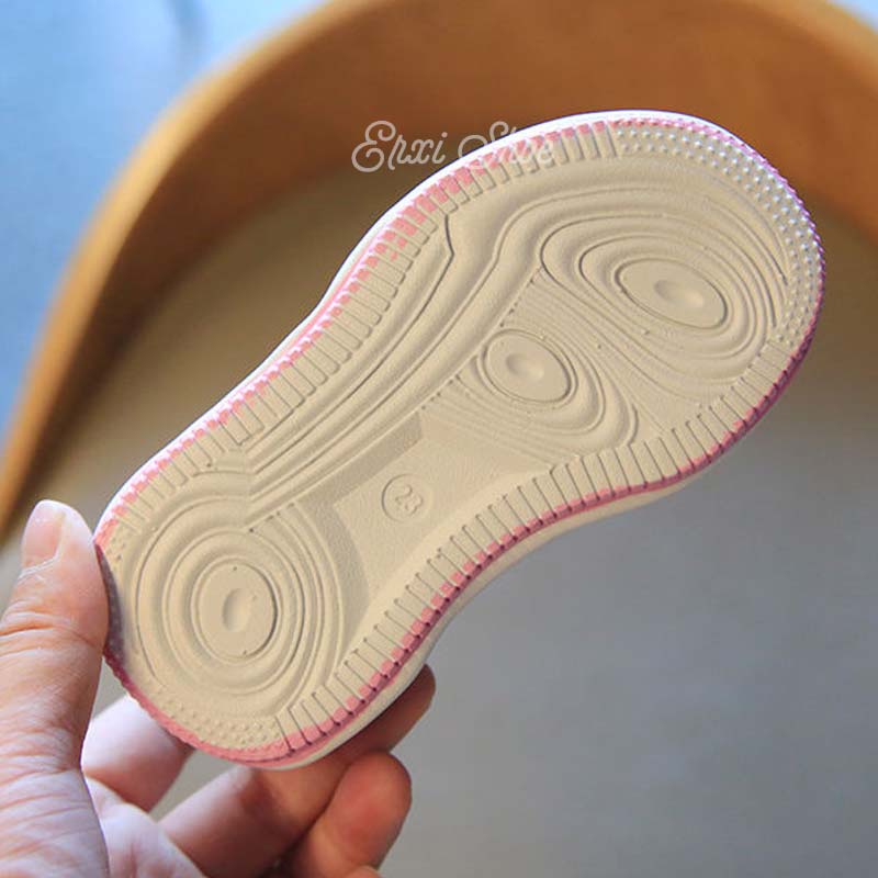 Oeteo Giày Chạy Bộ Đế Bằng Màu Hồng Dễ Thương Cho Bé