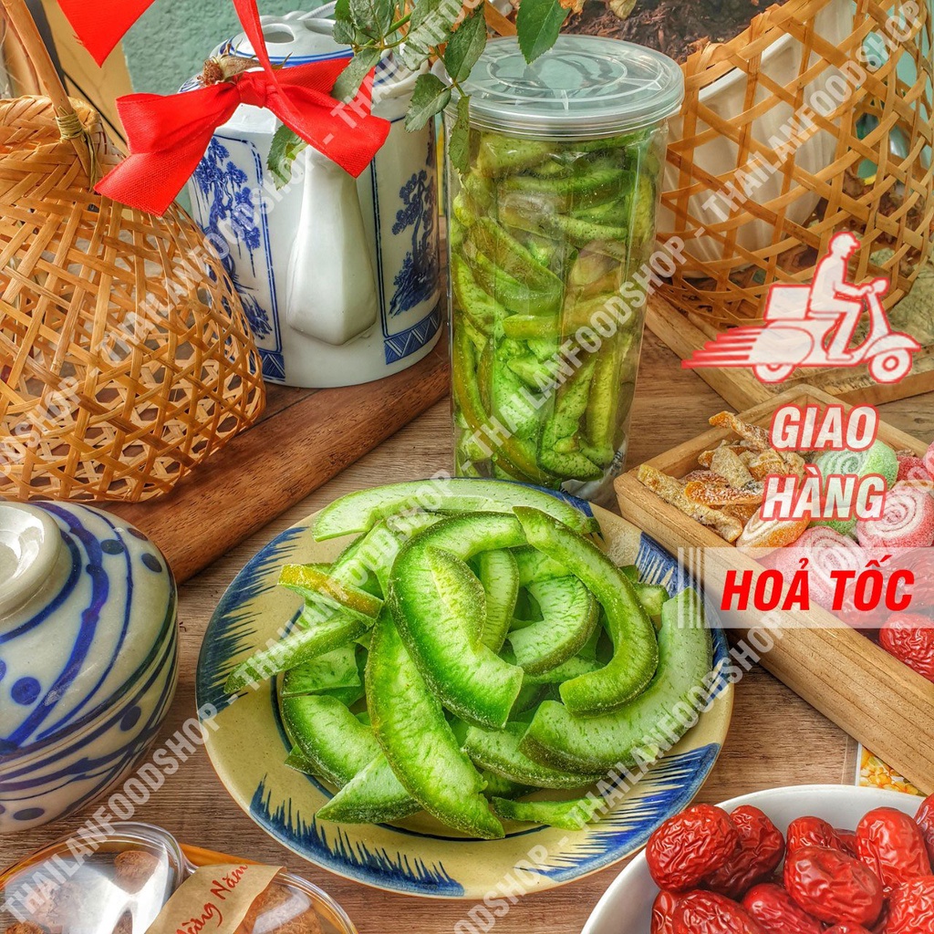 Vỏ Bưởi Xanh Sấy Dẻo Thái Lan Lon 500gr