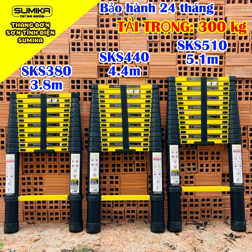 Thang nhôm rút đơn xếp gọn Sumika sơn tĩnh điện - sks380 - sks440 - sks510