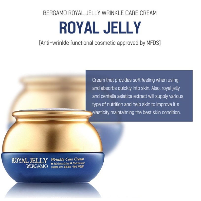 Kem Dưỡng Cấp Ẩm, Chống Nhăn Làn Da Bergamo Royal Jelly Wrinkle Care Cream 50g