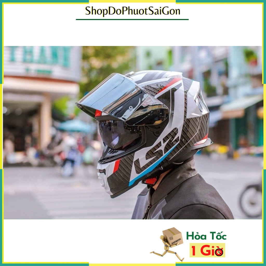 Mũ bảo hiểm fullface LS2 FF800 tem trắng xanh đỏ