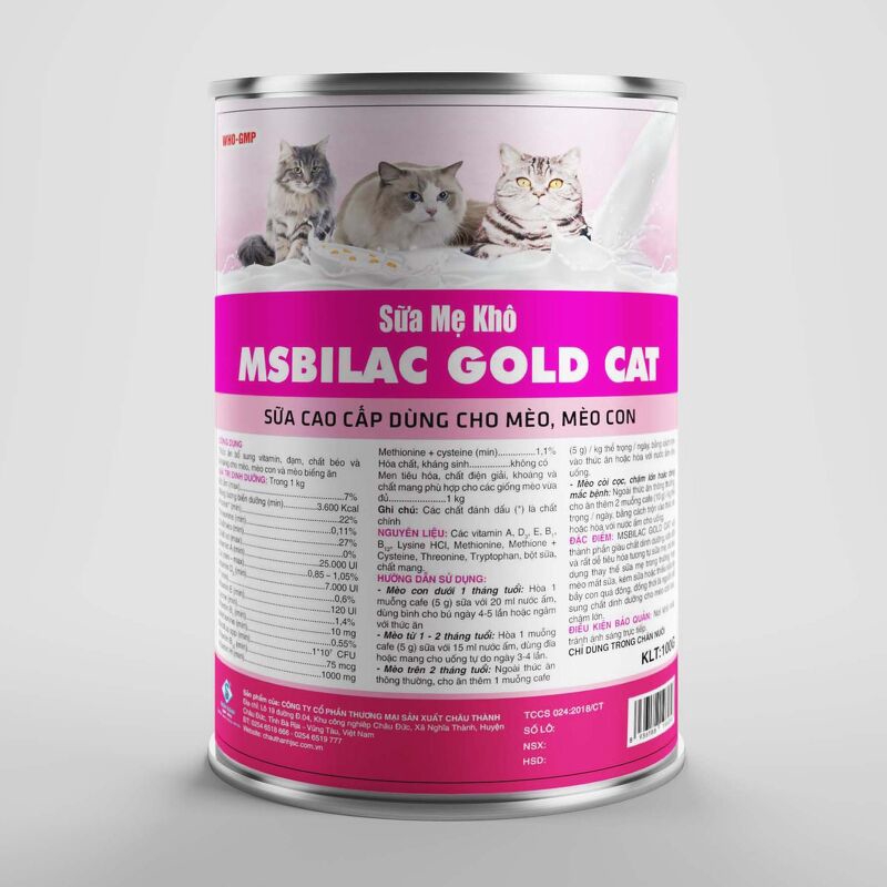 Sữa cho mèo cao cấp không tiêu chảy nhanh lớn tròn mập mèo Msbilac gold cat 330g